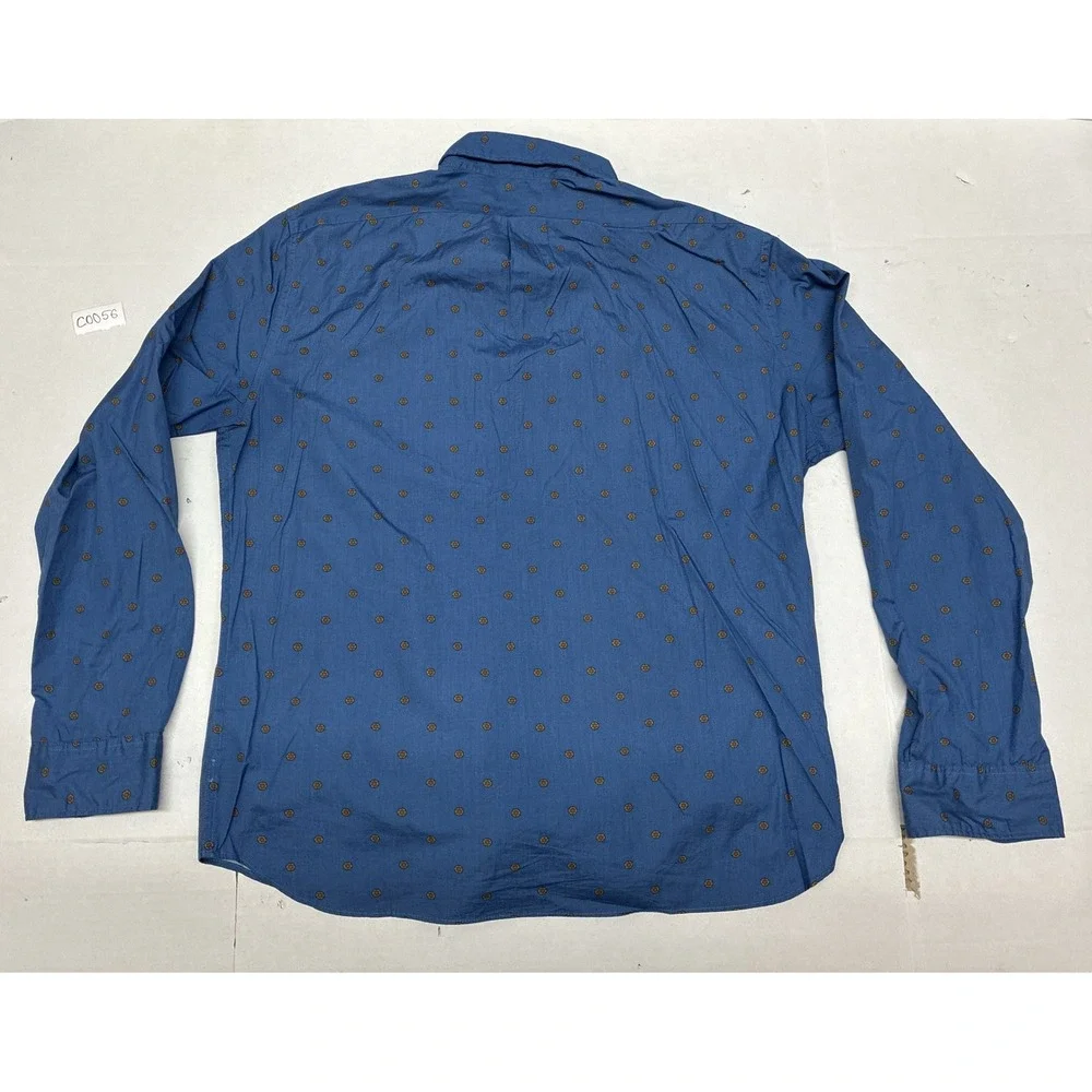 J. Crew Slim Secret Wash‎ Button Down Shirt Mens XL Blue Medallion Print Cotton